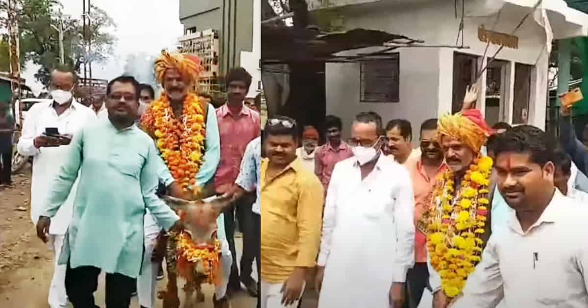 గాడిదపై సర్పంచ్ ఊరేగింపు..ఎందుకంటే..?