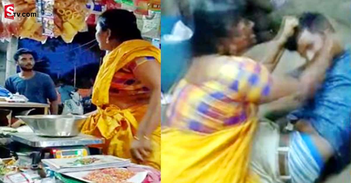 తప్పతాగి యువకుడు రౌడీయిజం! చితకొట్టిన మహిళ! వీడియో వైరల్!