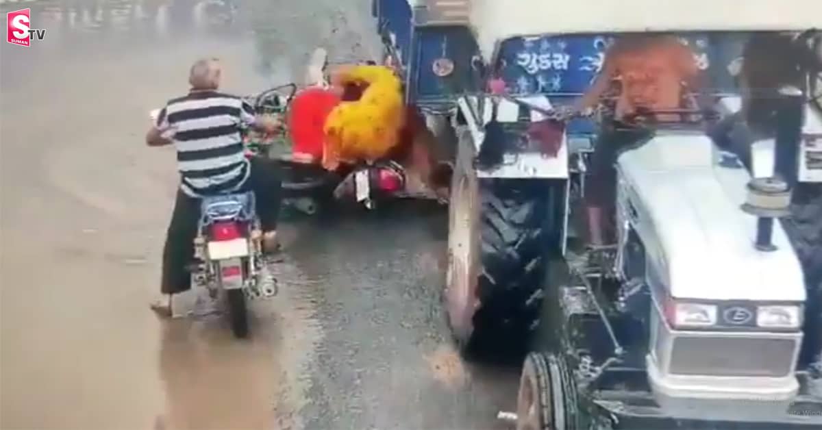 షాకింగ్‌ వీడియో: తల పైనుంచి వెళ్లిన ట్రాక్టర్‌.. పునర్జన్మ అంటే ఇదేనేమో
