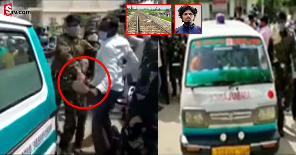 నిందితుడు రాజు అంబులెన్స్ పై చెప్పుల దాడి