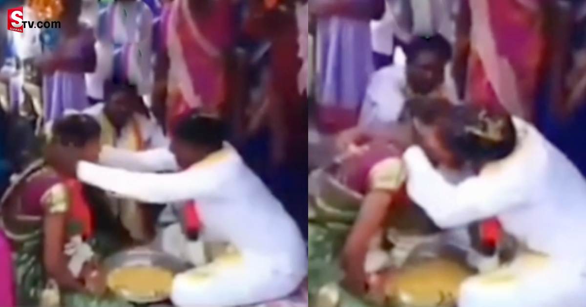 సోషల్ మీడియాని షేక్ చేస్తున్న వధూవరుల ముద్దు సీన్..