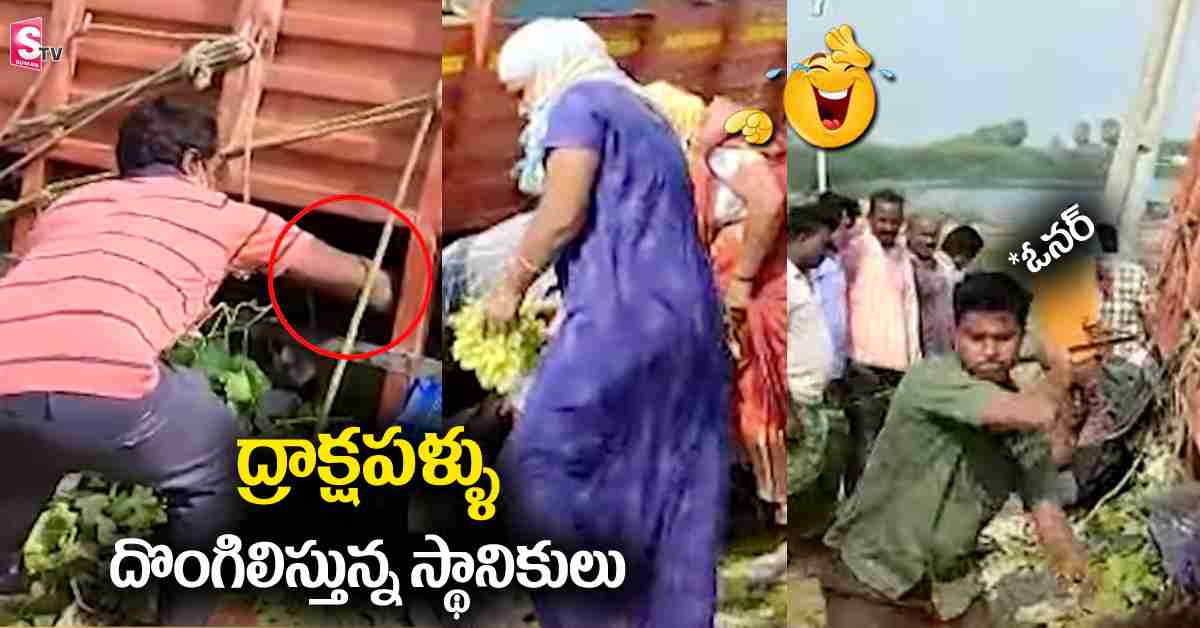 ద్రాక్షలోడ్ తో వెళ్తున్న లారీ లూఠీ!