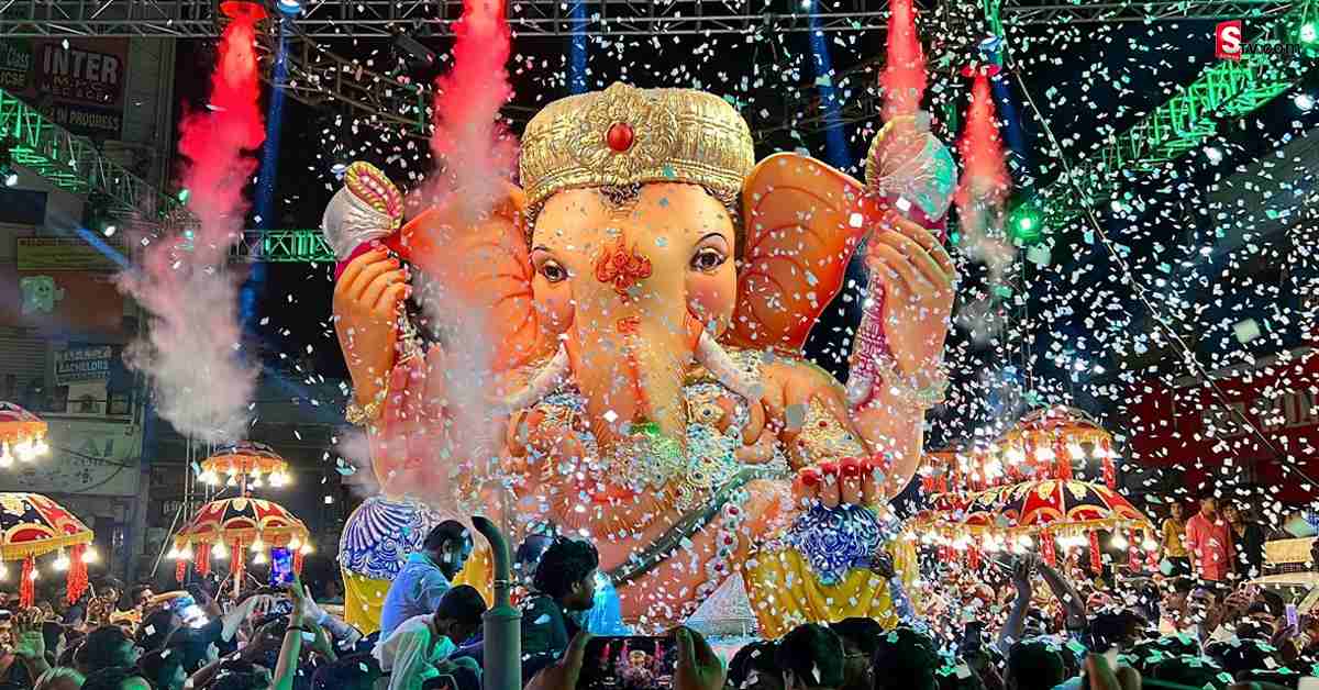వీడియో: రాంనగర్‌లో భారీ గణనాథుడికి గ్రాండ్‌ వెల్‌ కమ్‌!