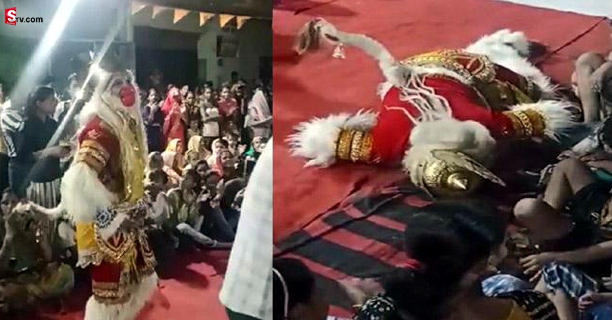 గణేష్ ఉత్సవాల్లో హనుమాన్ వేషధారణలో డ్యాన్స్.. ఉన్నట్టుండి కుప్పకూలిన యువకుడు..