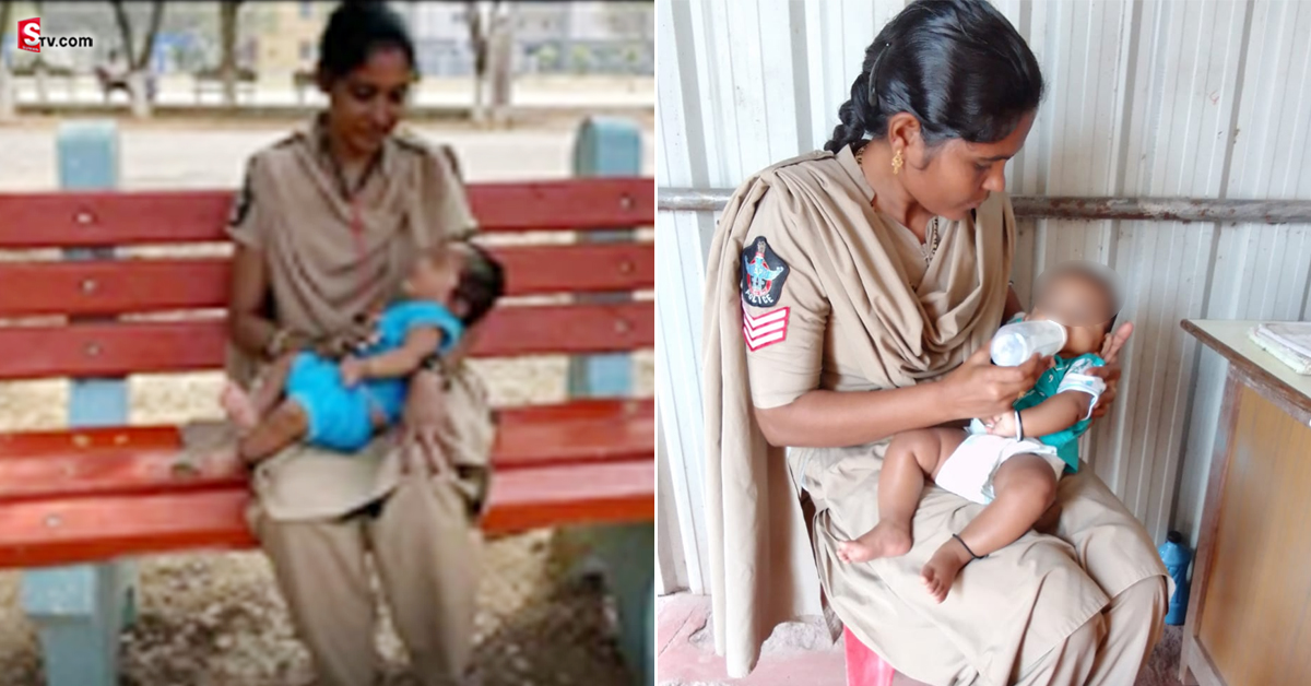 గొప్ప మనసు చాటుకున్న లేడీ కానిస్టేబుల్‌.. పరీక్ష కేంద్రంలో చిన్నారిని లాలిస్తూ..
