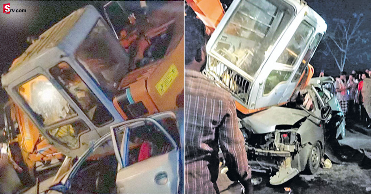 ఘోర రోడ్డు ప్రమాదం.. కారుపై పడిన జేసీబీ.. ముగ్గురు మృతి!