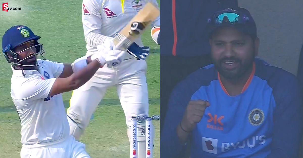 వీడియో: భారీ సిక్స్‌ బాదిన పుజారా!  రోహిత్‌ రియాక్షన్‌ వైరల్‌