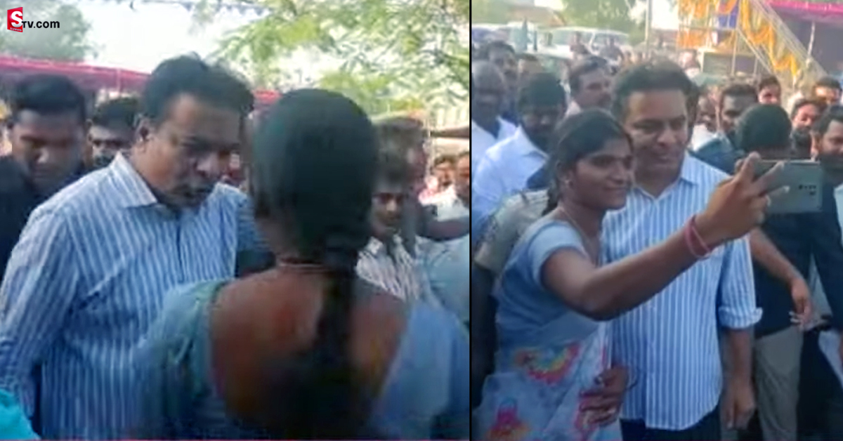 వీడియో: సెల్ఫీ కోసం ఎగబడ్డ మహిళలు.. డబ్బులు అడిగిన KTR
