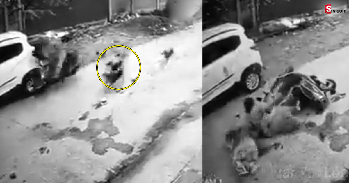 Stray Dogs Attack: వీడియో: తరుముకొచ్చిన వీధి కుక్కలు.. ఎలా ఎగిరి కిందపడ్డారో చూడండి!