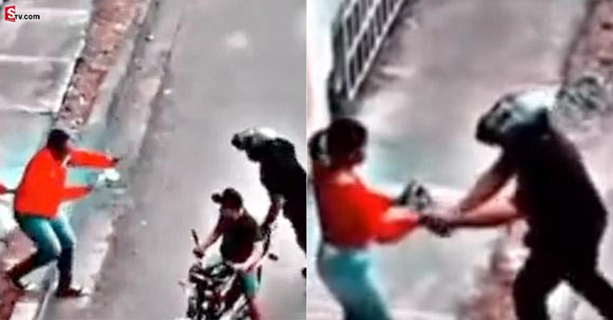 వీడియో: దొంగని చూసి యువతి ప్రియుడు పరుగో పరుగు.. కట్ చేస్తే..