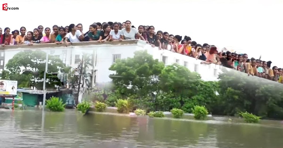వరదలో లేడీస్ హాస్టల్.. భవనంపై చిక్కుకున్న 200మంది విద్యార్థినులు
